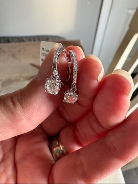 Moissanite Huggies earrings. 1.12 ct